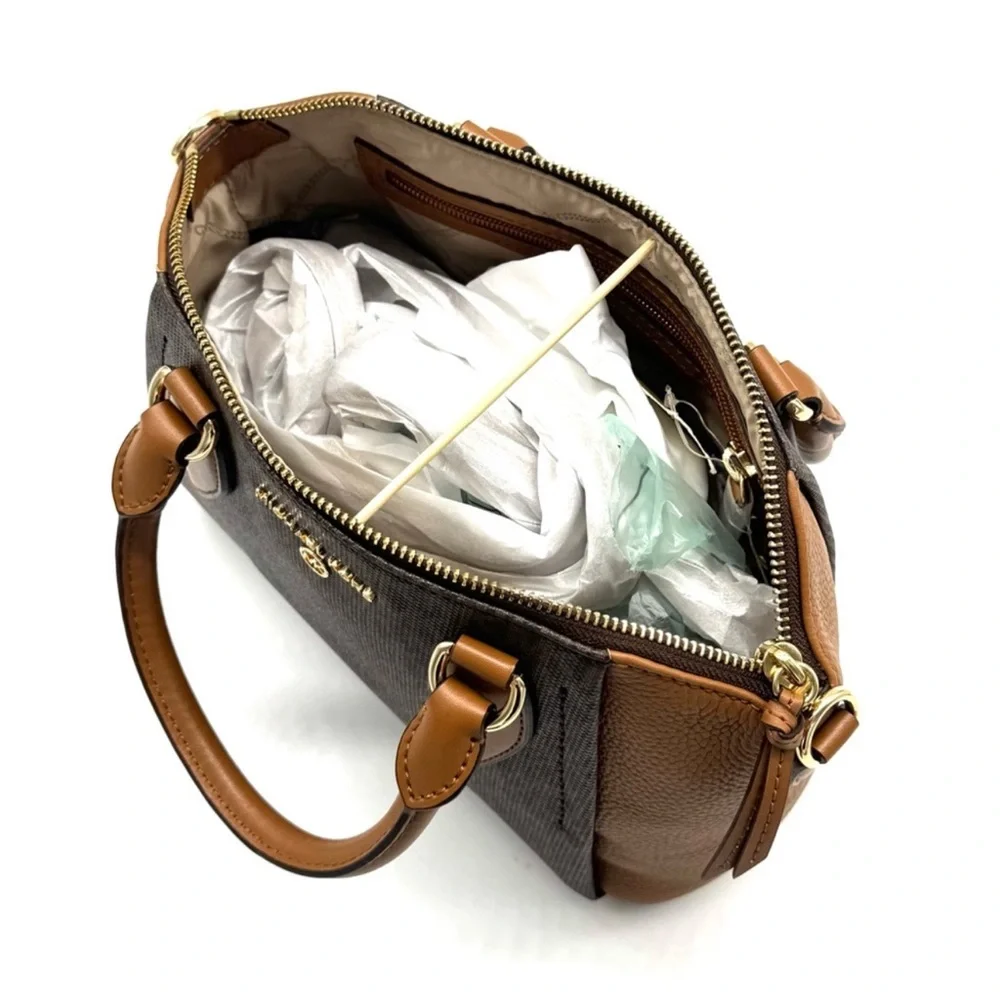 Michael Kors Sienna Medium Logo and Leather Messenger Bag Brown/Acorn
